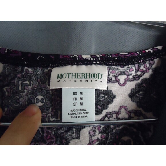 Motherhood Maternity Dress Long Sleeve Multicolored Geometric V-neck Midi Sz Med - Picture 5 of 12